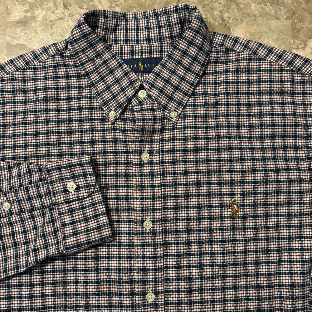 Polo Ralph Lauren Shirt Mens Large Colorful Oxford Long Sleeve Button Woven OCBD